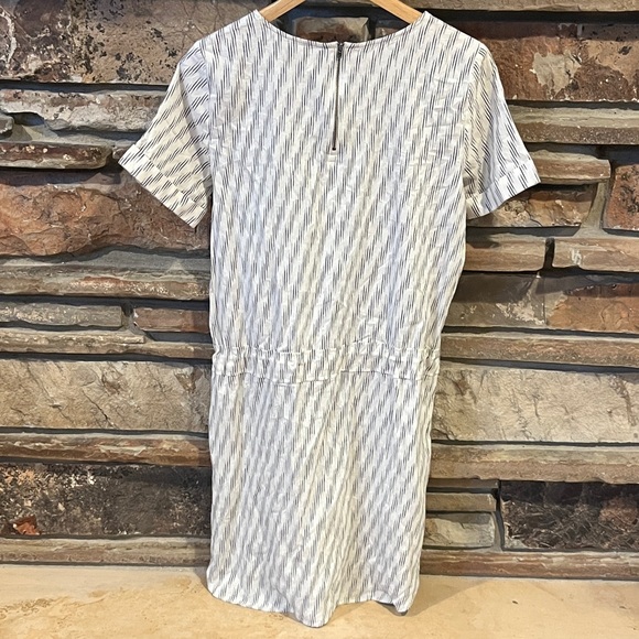 LOFT Slubbed Cotton Monochrome White and Gray Striped Mini Dress - Picture 7 of 10